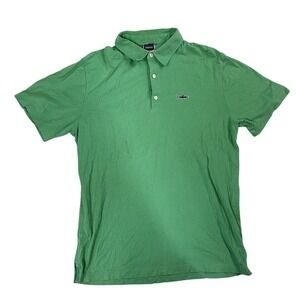 Patagonia Polo Shirt Mens Size M Green Organic Cotton Short Sleeve Fish Logo